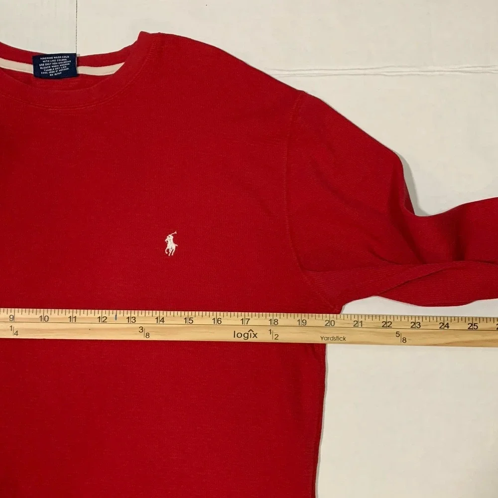 Mens Polo Ralph Lauren Sleepwear Red Cotton Waffle Knit Sleep Shirt Size S